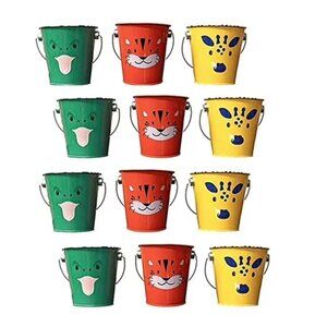 Learn & Play Metal Pail Set Animal Design, 12 pack NWT